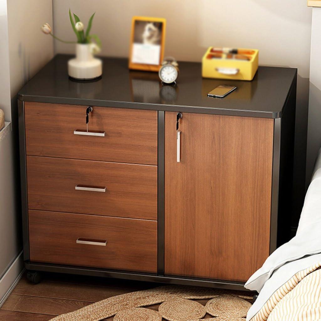 LUNIZ Modern Nightstand Bedside Table, Simple Modern Decorative Cabinet with Lock, Movable Household Drawer Storage Cabinet Bedside Table for Bedroom