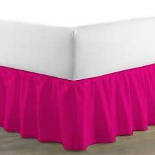 Drona Bedding Hot Pink Ruffle Bed Skirt with 16\" Drop- Hotel Quality 600 TC Cotton,Gathered Style with Platform Three Sided Coverage Dust Ruffle Bed Skirts-Olympic Queen(66\"X 80\") Hot Pink Bed Skirt
