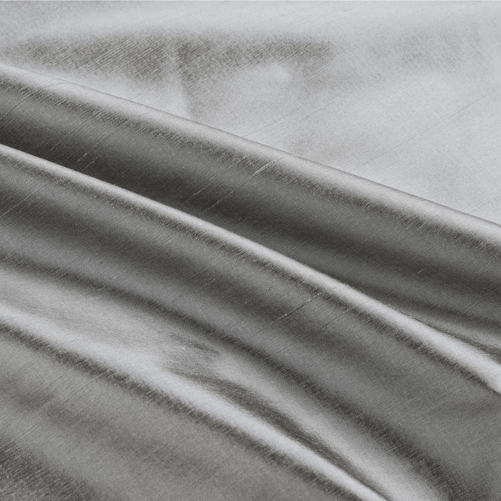 TWOPAGES TWOPAGES 100% Dupioni Silk Window Curtain Panel for Living Room 84 Inches Long Pinch Pleated Drape for Bedroom, 1 Panel, 52W x 84L Inch, Silver Gray
