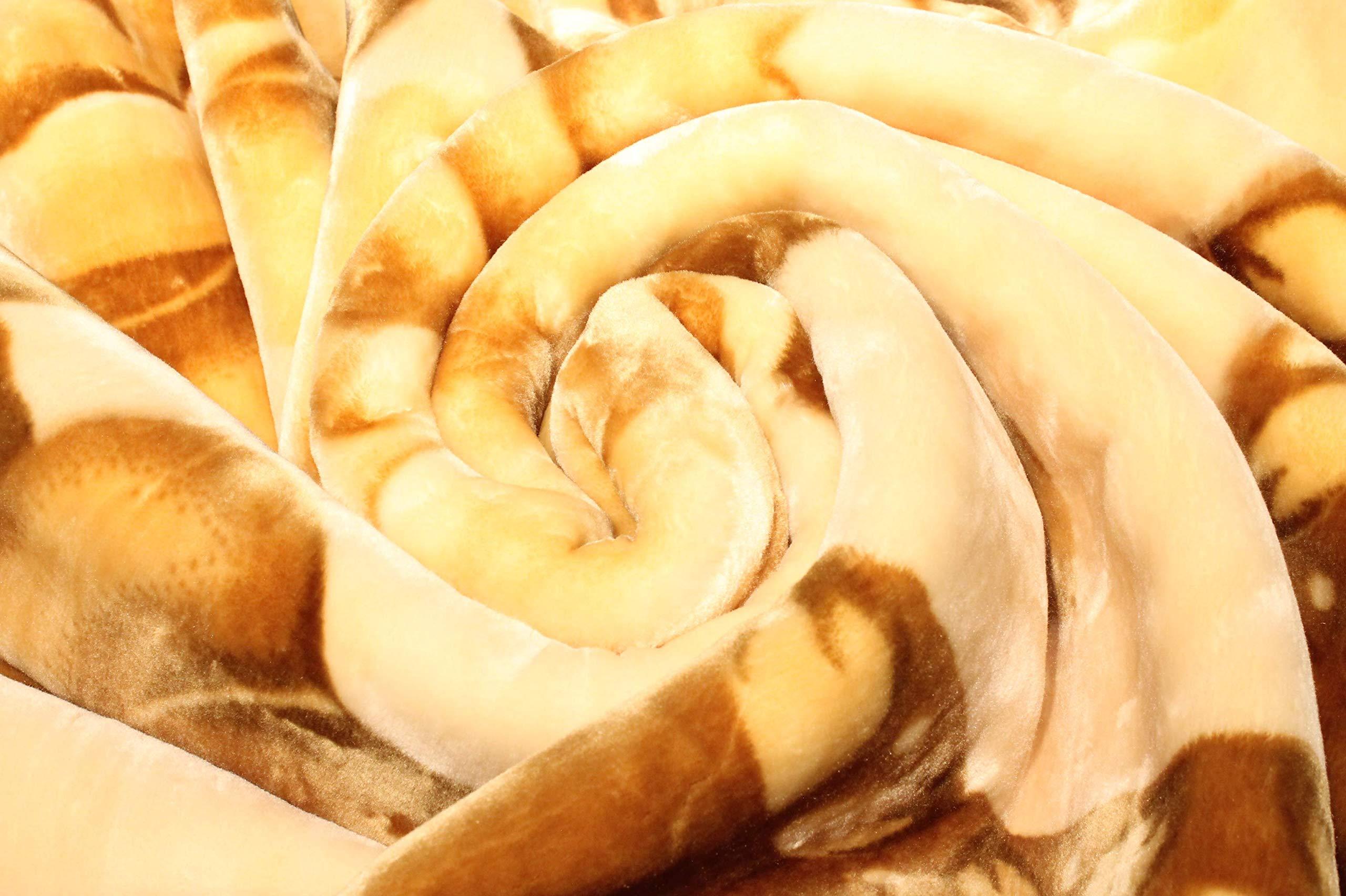 SOLARON SOLARON Original Heavy Mink Plush Korean Durable Blanket (Brown Flowers, Queen)