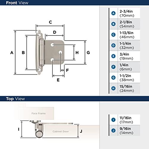 Amerock Amerock | Cabinet Hinge | Variable Overlay Hinge | Satin Nickel | 10 Pack | Self-Closing Hinge | Face Mount Hinge | Cabinet Door Hinge