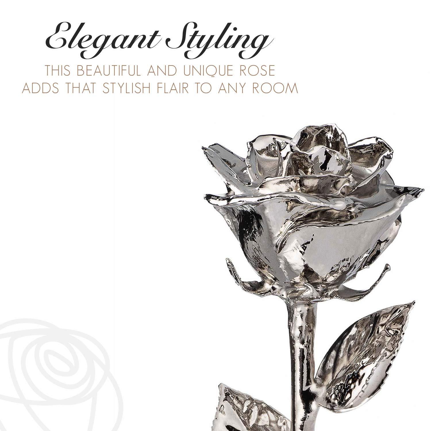 Forever Rose Forever Rose Real Platinum Rose, Genuine, One of A Kind, Hand Dipped & Everlasting Platinum Dipped Real Rose, Beautiful Forever Flower, Ideal Anniversary, and Romantic Valentine\'s Day Gifts for Women