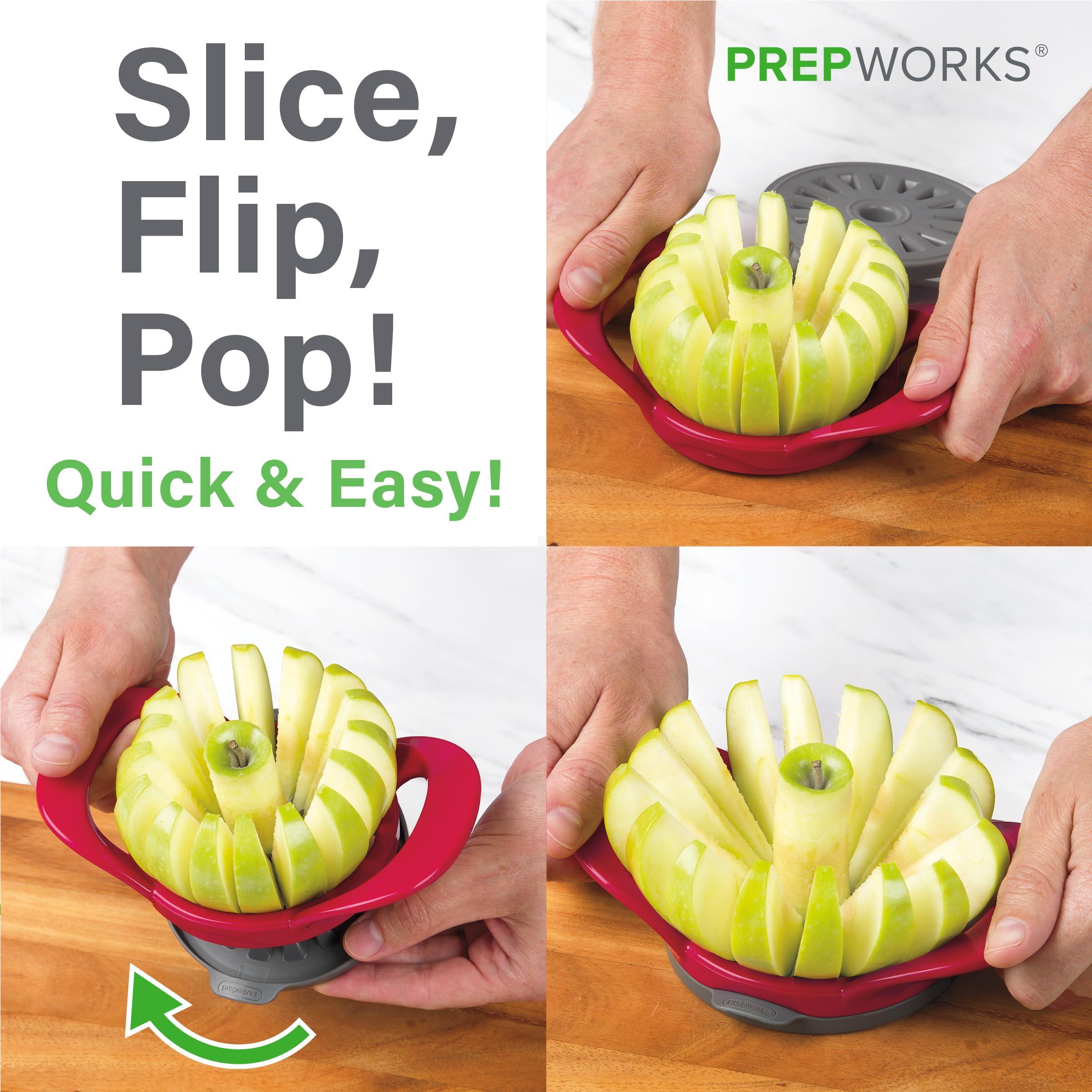 Progressive International PrepWorks by Progressive Dishwasher Safe 16-Slice Thin Apple Slicer and Corer with Attached Safety Cover