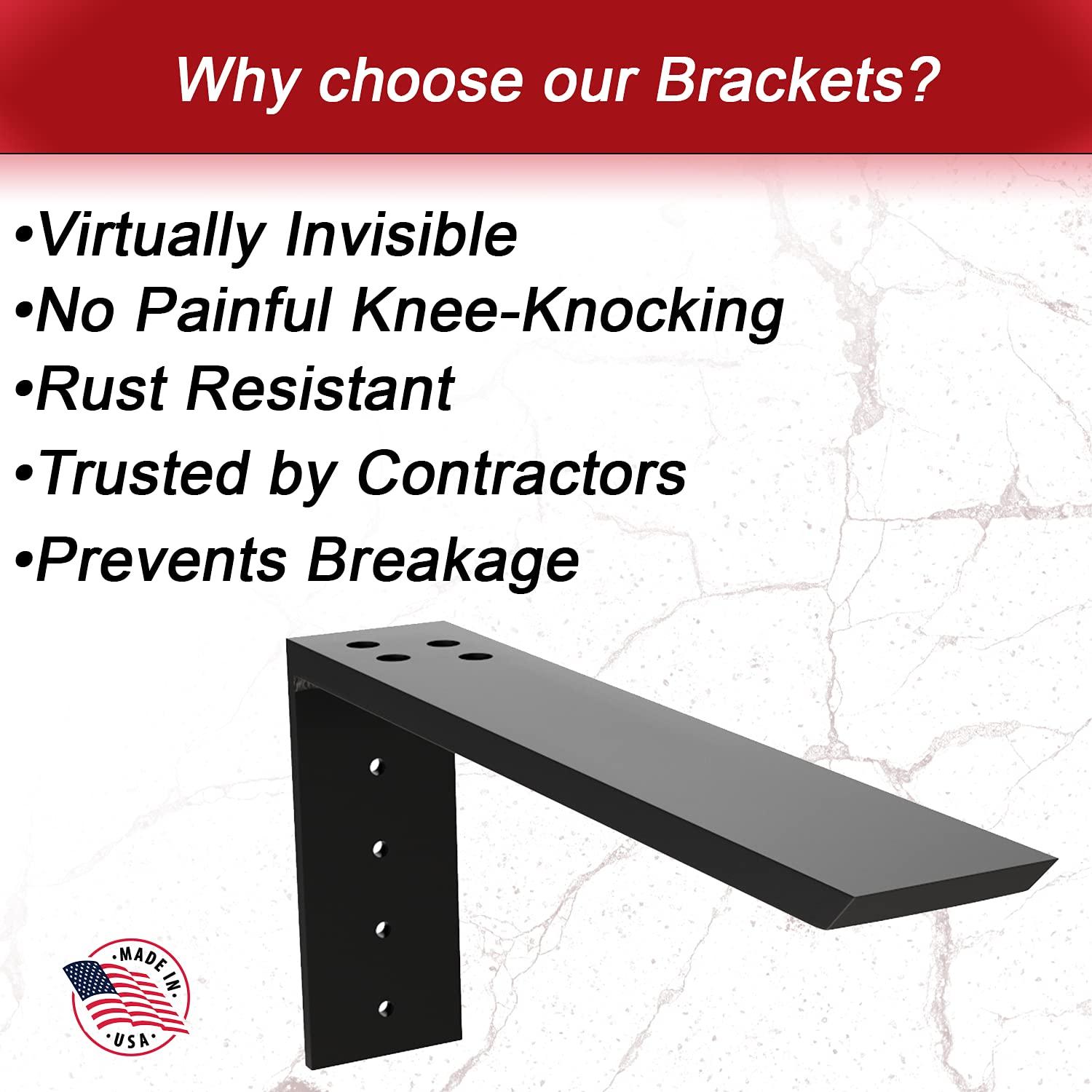 The Original Granite Bracket Solid Heavy Duty Steel Countertop Support Bracket, 1 Count, 10 inch, Angle L-Brackets for Shelves, DIY Projects, Made with American Steel, Hardware Included by Original Granite Bracket