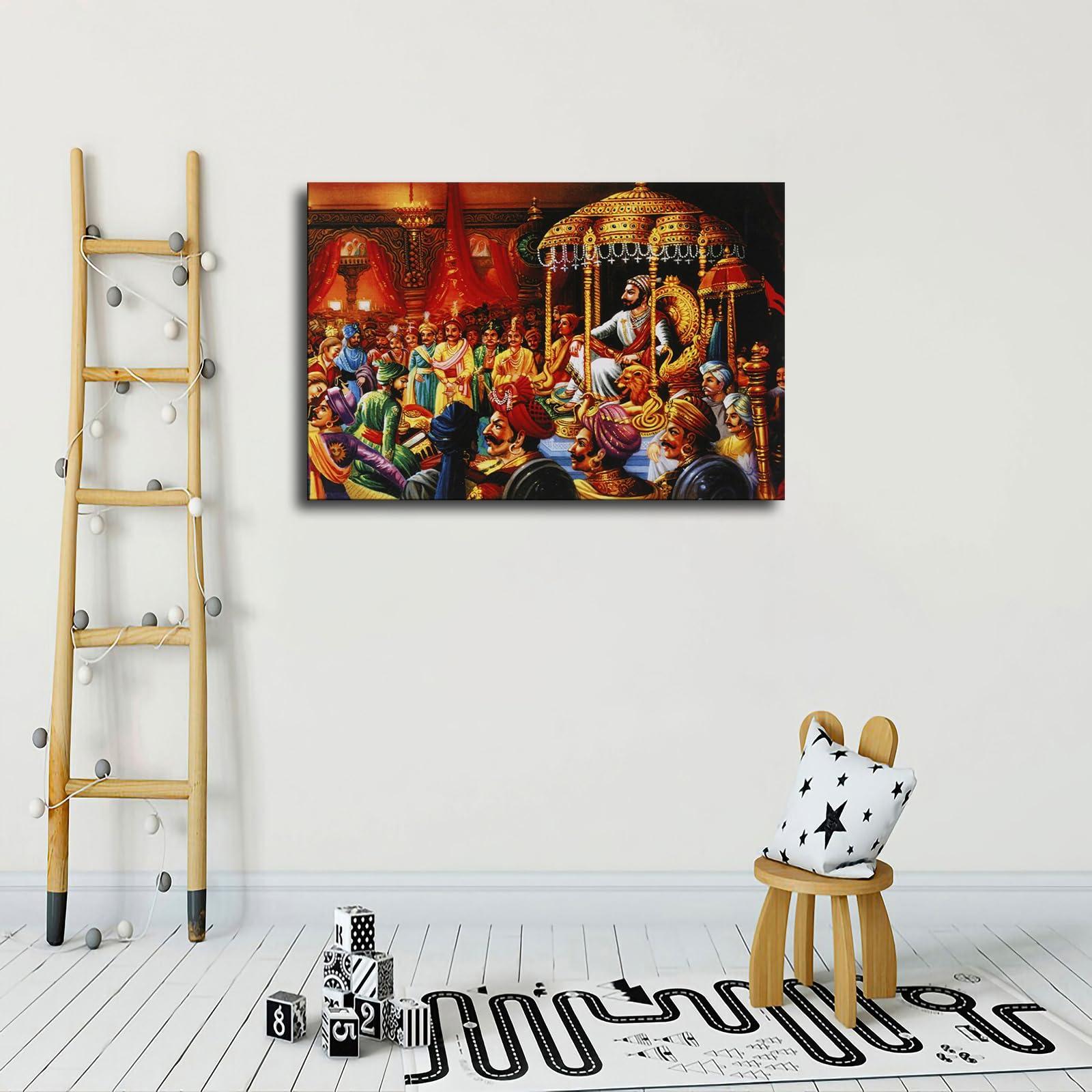 EviKoo EviKoo Chhatrapati Shivaji Maharaj Hinduism Abstract Painting Poster Canvas Wall Art HD Printing Modern Aesthetics Home Office Cafe Living Room Bedroom Home Garage Decor (2030inch-No Framed)