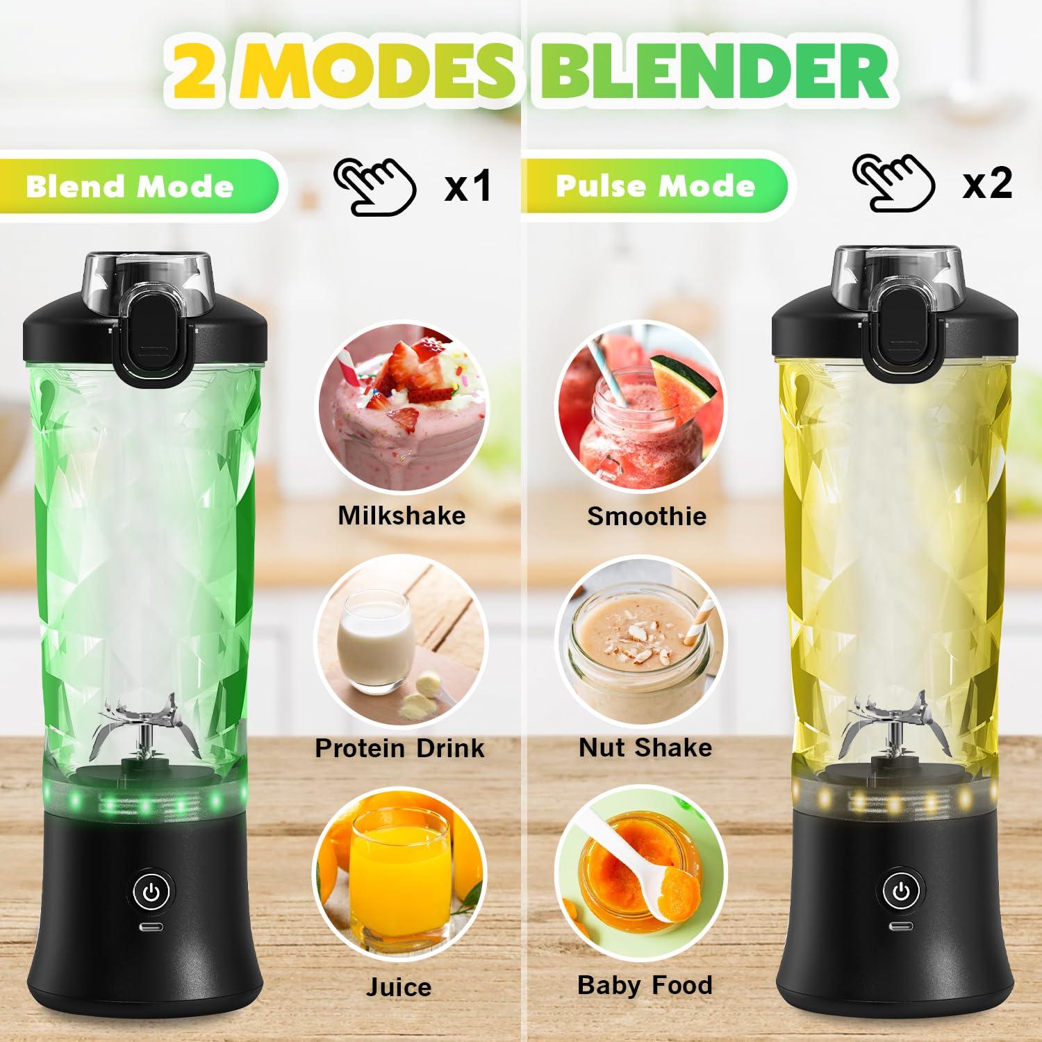 NexaEase Portable Blender Personal Juicer for Shakes and Smoothies - 20 OZ Electric Protein Shaker Bottle with 6 Blades, Travel Lid, USB-C Rechargeable - Mini Small Blender Cup for Kitchen, Office, Gym