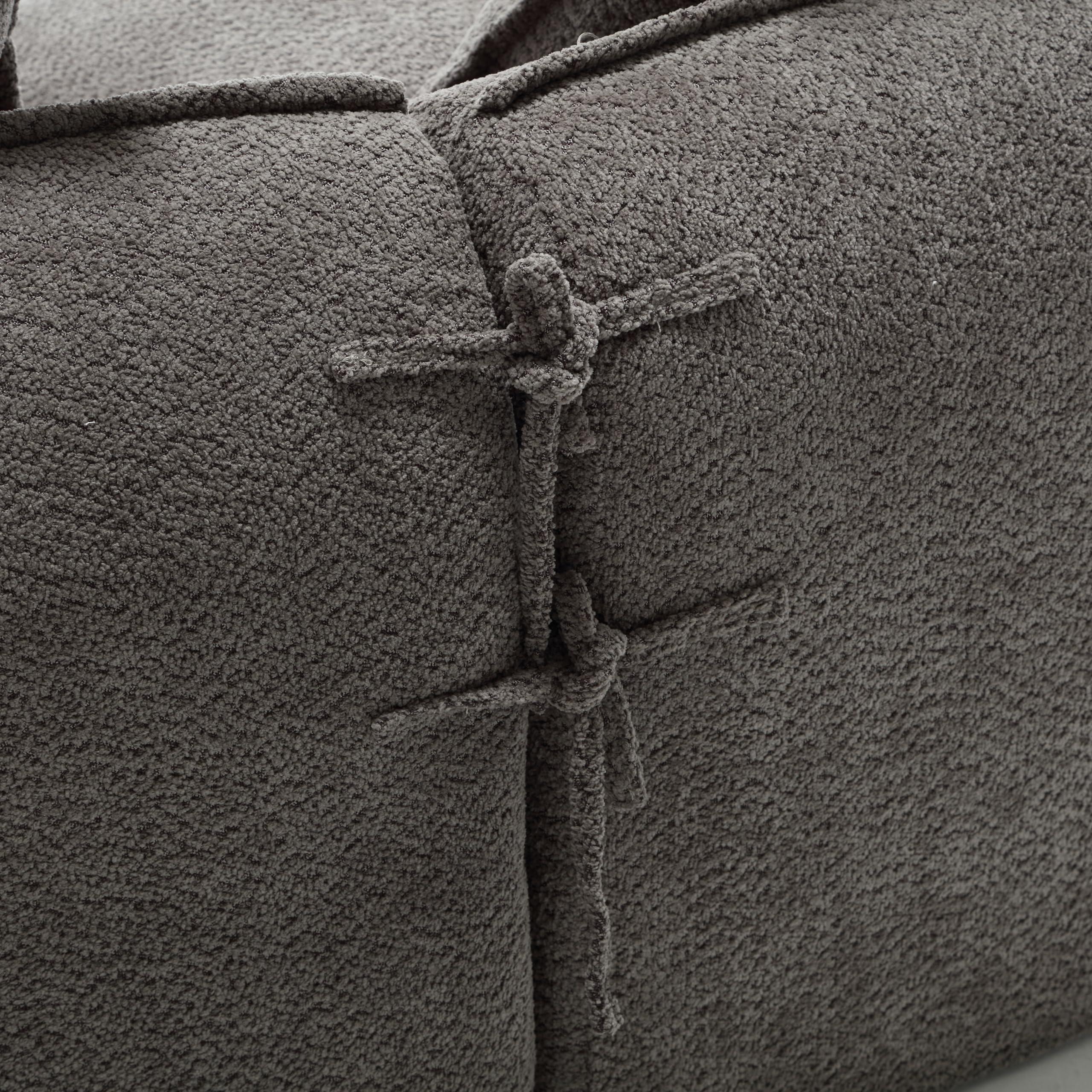 Haplized Haplized 129.9 Curved Boucle Sofa Couch, Modern Sectional Sofa Cloud Deep Seat Couch with 4 Pillows, Comfy Modular 4-Seat Couches for Living Room Apartment (Grey)