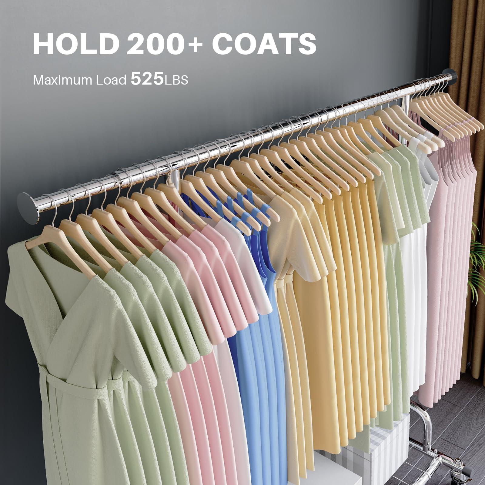 HOKEEPER HOKEEPER Clothing Garment Rack Capacity 525LBS Clothing Racks on Wheels Rolling Clothes Rack for Hanging Clothes Heavy Duty Collapsible Commercial