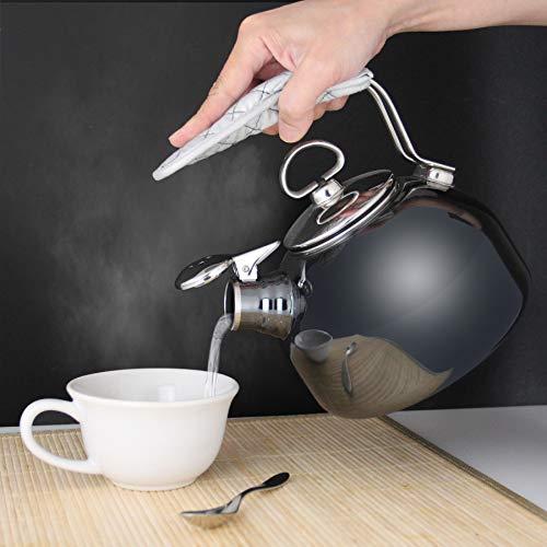 Chantal Chantal Classic Teakettle, 1.8 QT, Enamel On Steel, 2-Tone Harmonica Whistle, Rapid Boil and Even Heating (Onyx)