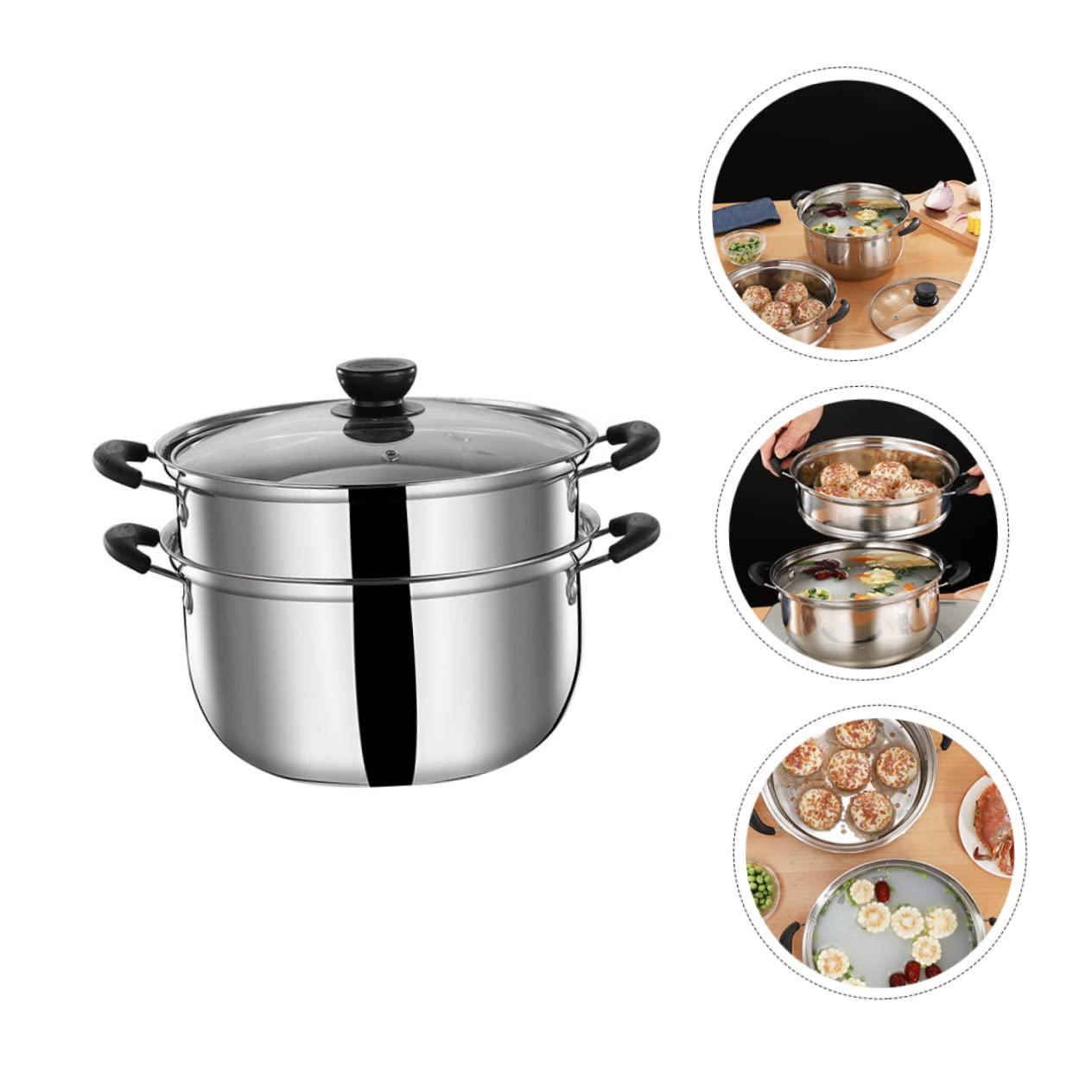 Zerodeko Zerodeko Kitchen Steam Pot Lightweight Compact Stainless Steel Stock Pot for Soup Steaming