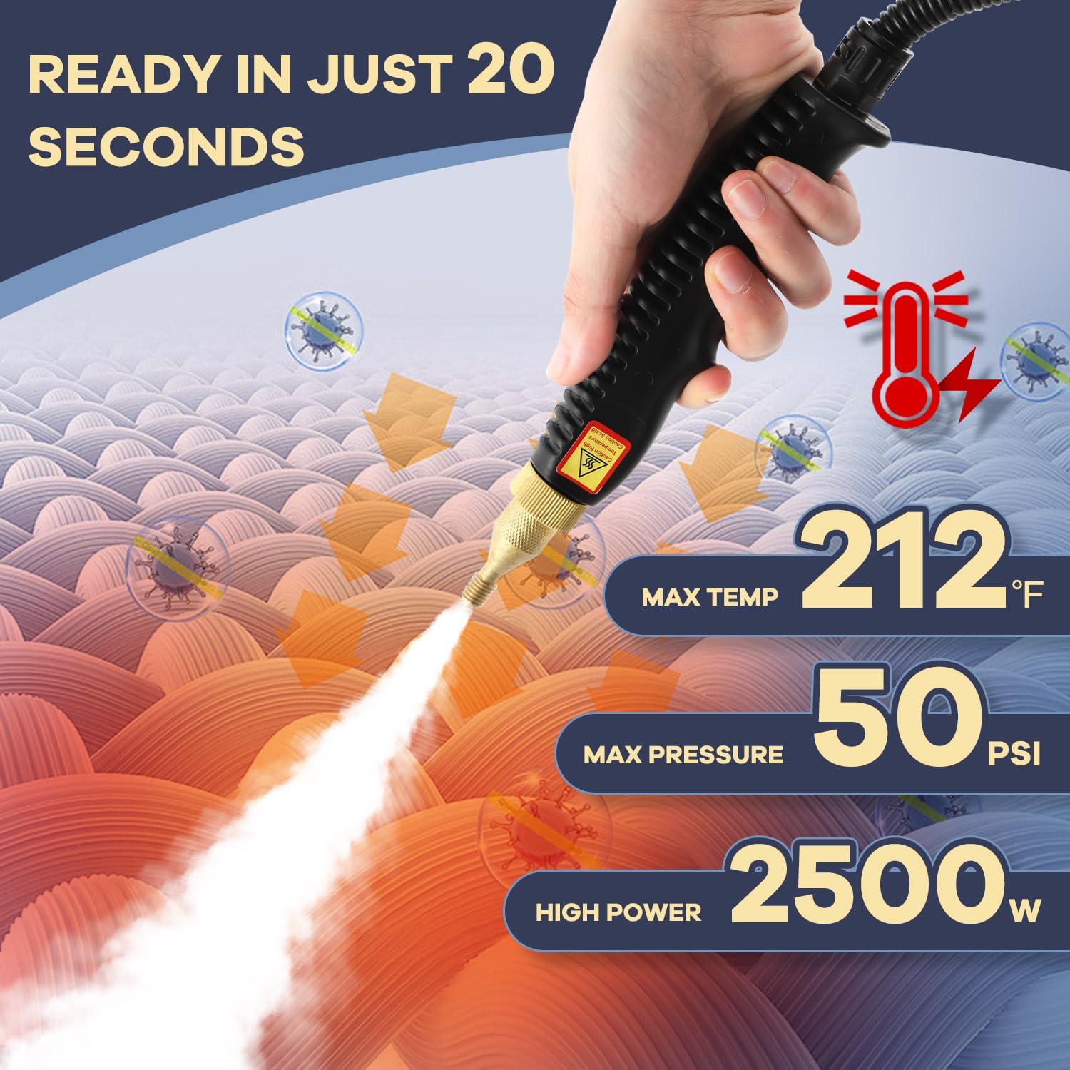 Moongiantgo Moongiantgo High Pressure Steam Cleaner, 2500W Portable High Temp Bathroom Power Steamer Cleaning Machine Steam Humidity Adjustable For Home Use Kitchen Grease Car Detailing (110V, Red)