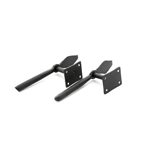 Renovators Supply Manufacturing Renovators Supply Manufacturing Shutter Dogs 7 in. Decorative Spoon Shaped Black Wrought Iron Shutter Dogs with Mounting Hardware