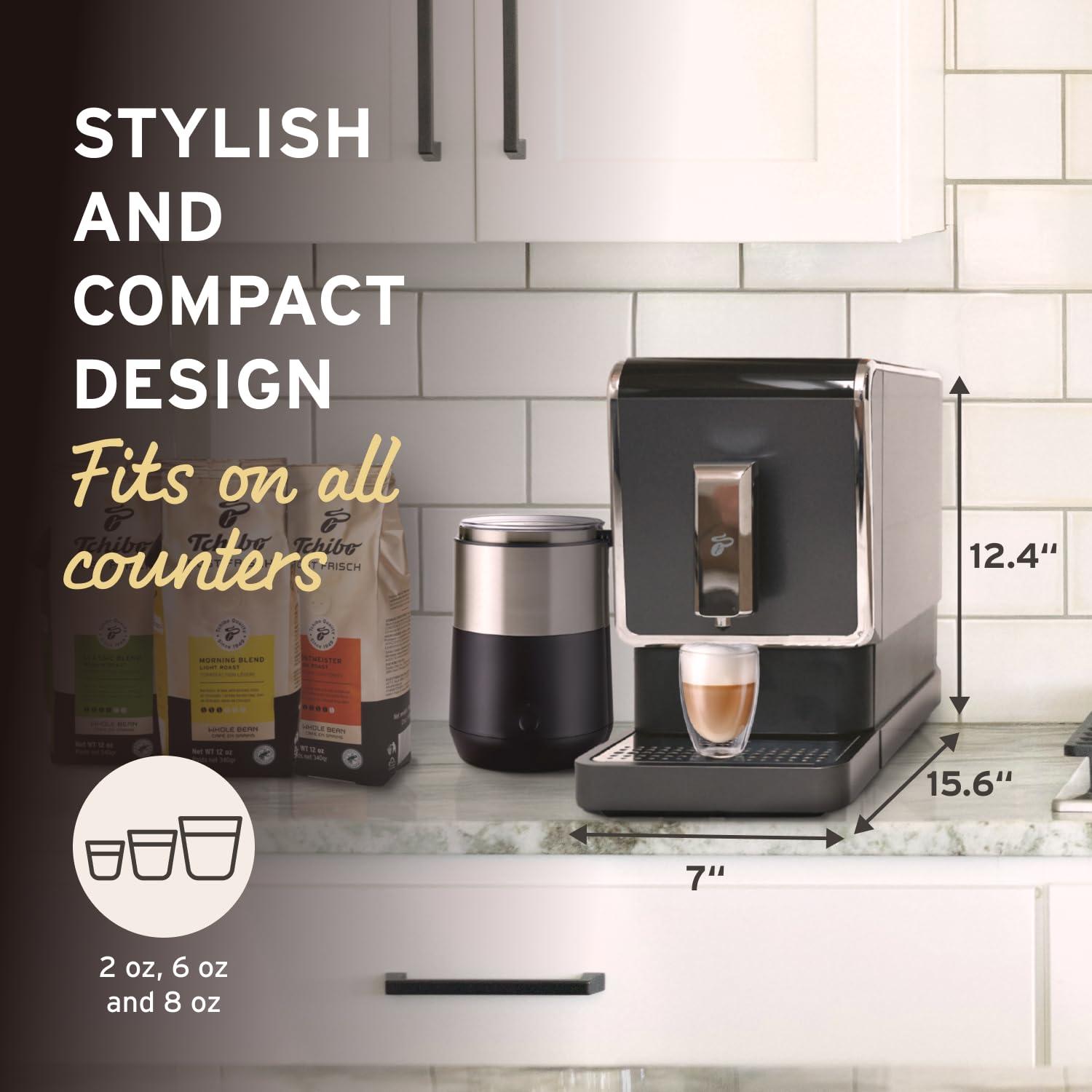 Tchibo Tchibo Automatic Espresso & Coffee Machine Bundle with Built-in Grinder, Comes With 3 x 12 oz. Bags of Whole Bean Coffee, Red