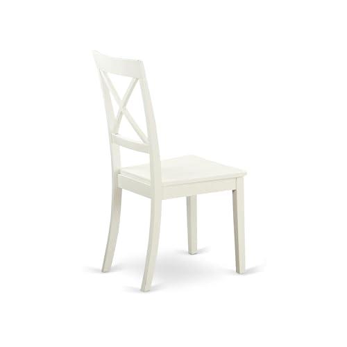 East West Furniture East West Furniture VABO5-LWH-W 5 Piece Kitchen Table Set for 4 Includes an Oval Dining Room Table with Butterfly Leaf and 4 Solid Wood Seat Chairs, 40x76 Inch, Linen White