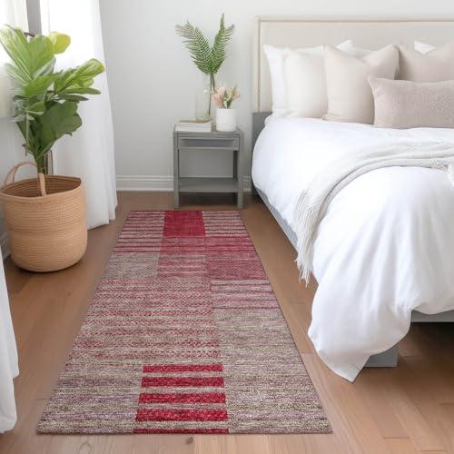 Addison Rugs Addison Rugs Chantille ACN954 Garnet 2'3" x 7'6" Indoor Outdoor Runner Rug, Machine Washable, Stain Resistant, Easy Clean, Non Shedding, Hallway, Laundry, Patio, Kitchen Rug