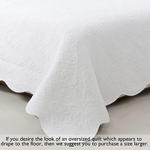 Cozy Line Home Fashions Cozy Line Home Fashions Victorian Medallion Solid White Matelasse Embossed 100% Cotton Bedding Quilt Set,Reversible Bedspread, Coverlet (Blantyre - White, Twin - 2 Piece)