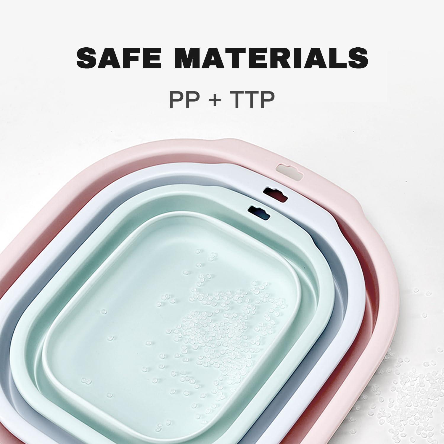 Daimix Collapsible Wash Basin Set of 3, Foldable Large Medium Small Wash Basins, Portable Plastic Basins for Laundry, Bottles, Travel, Camping (Blue Gray)