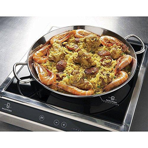 Guison Guison Stainless Steel Paella Pan with Sandwich Bottom, Silver, 32 cm