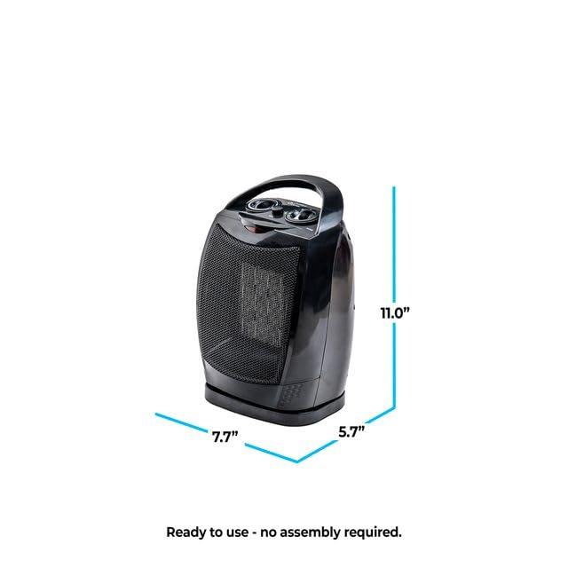 Comfort Zone Comfort Zone Space Heaters for Indoor Use, Portable Bedroom Heater, 70 Degree Oscillation, Thermostat, Small Room Heater, Fast Heating, Quiet Fan Forced Ceramic Heater, 1500W. 200 Sq. Ft., Black