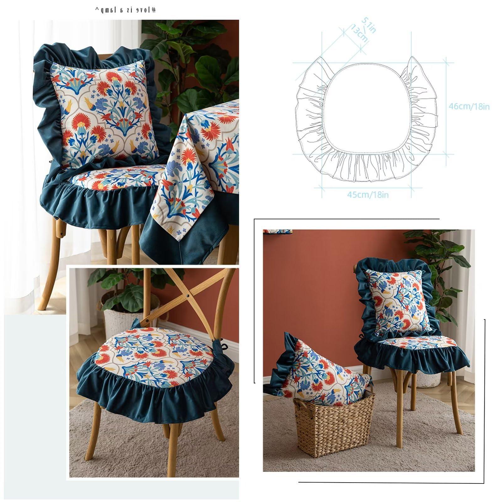 ZIBENE ZIBENE Chair Pad Cushions for Dining Chairs with Skirt, Chair Pads for Dining Chairs 6 Pack with Ties, 45x45 Seat Cushion for Kitchen Chairs Cushion, Cover Washable and Removable Pink