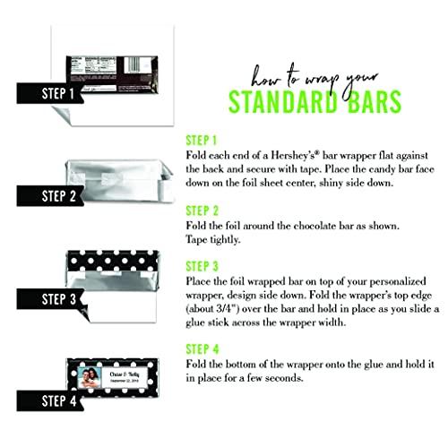 WH Candy 25ct Thank You Favors Personalized Candy Bar Wrappers DIY - Gold Foil (25 Count) - Employee Appreciation