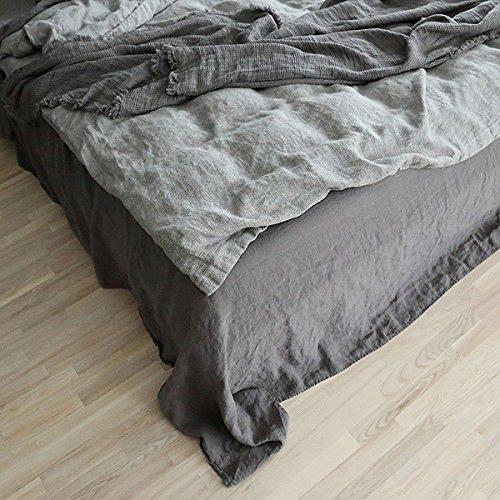 LinenMe LinenMe Stone Washed Bed Linen Flat Sheet, Steel Grey