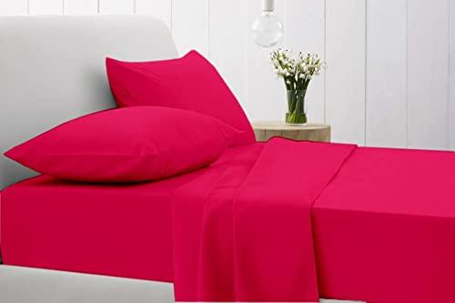 LaxLinen LaxLinen Olympic Queen Sheet Set Hot Pink Solid- 4 Pc 100% Egyptian Cotton Adjustable Bed Sheets-All Around Elastic Fits up to 19\" inches deep Pockets- 600 TC (Olympic Queen- 66\" X 80\")