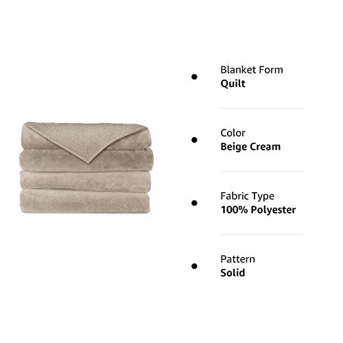 Sunbeam Sunbeam Velvet Plush Heated Throw Beige Cream
