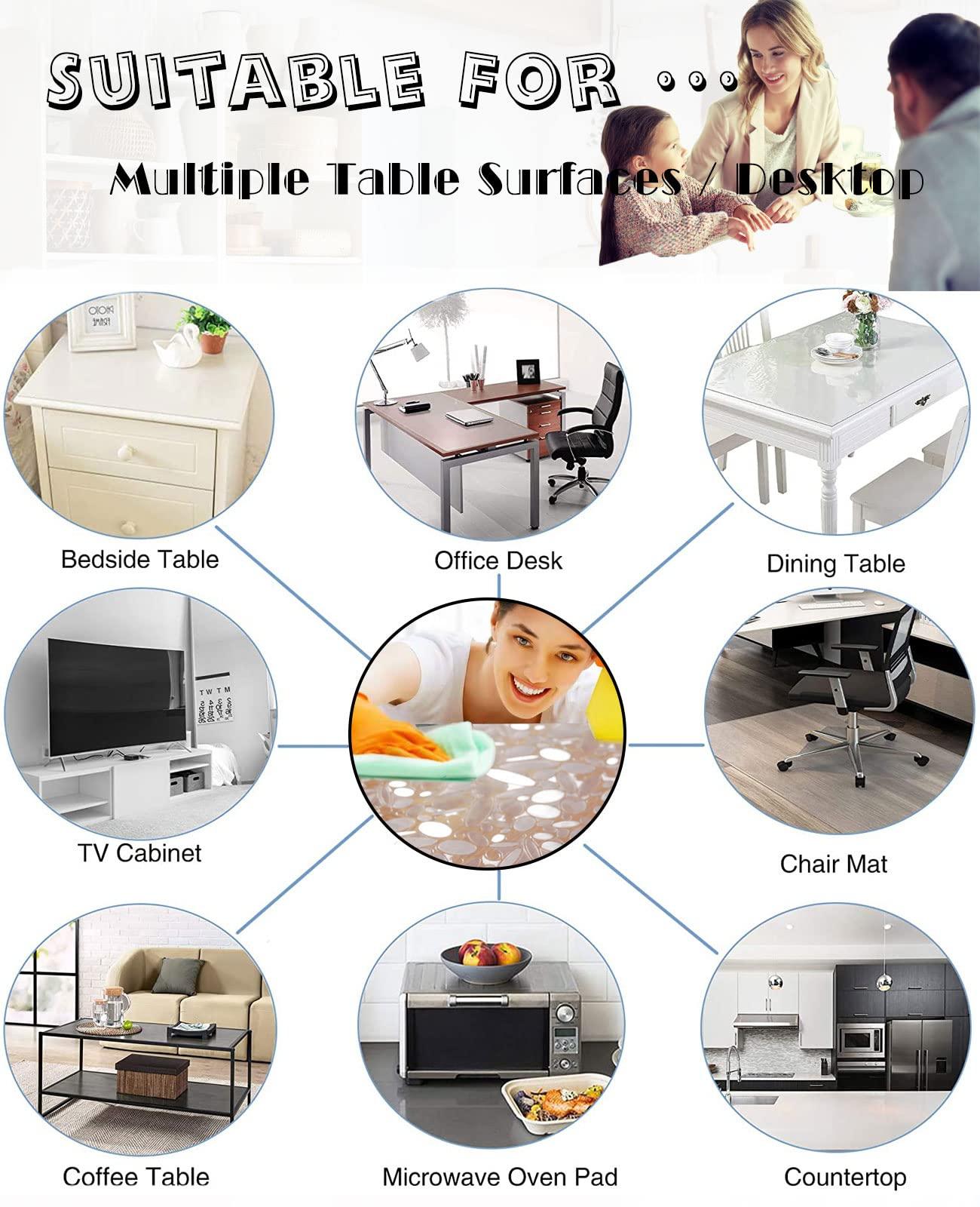 HQYG Custom 42x80 Inch Clear Table Protector Rectangle, 1.5mm Thick Plastic Clear Desk Pad, Desk Protector Clear, Desk Mats on top of Desks, Vinyl Clear Table Cover Protector for Writing Desk