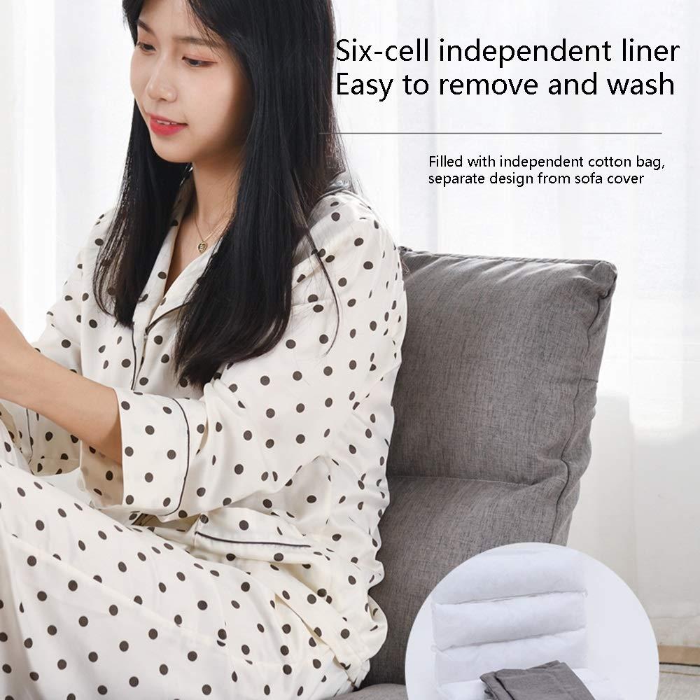 Bseack Floor Chair Foldable Single Floor Chair 5 Gears Freely Adjustable Lazy Sofa Removable and Washable Floor Cushion with Backrest Meditation Chair (Color : Dark Gray)