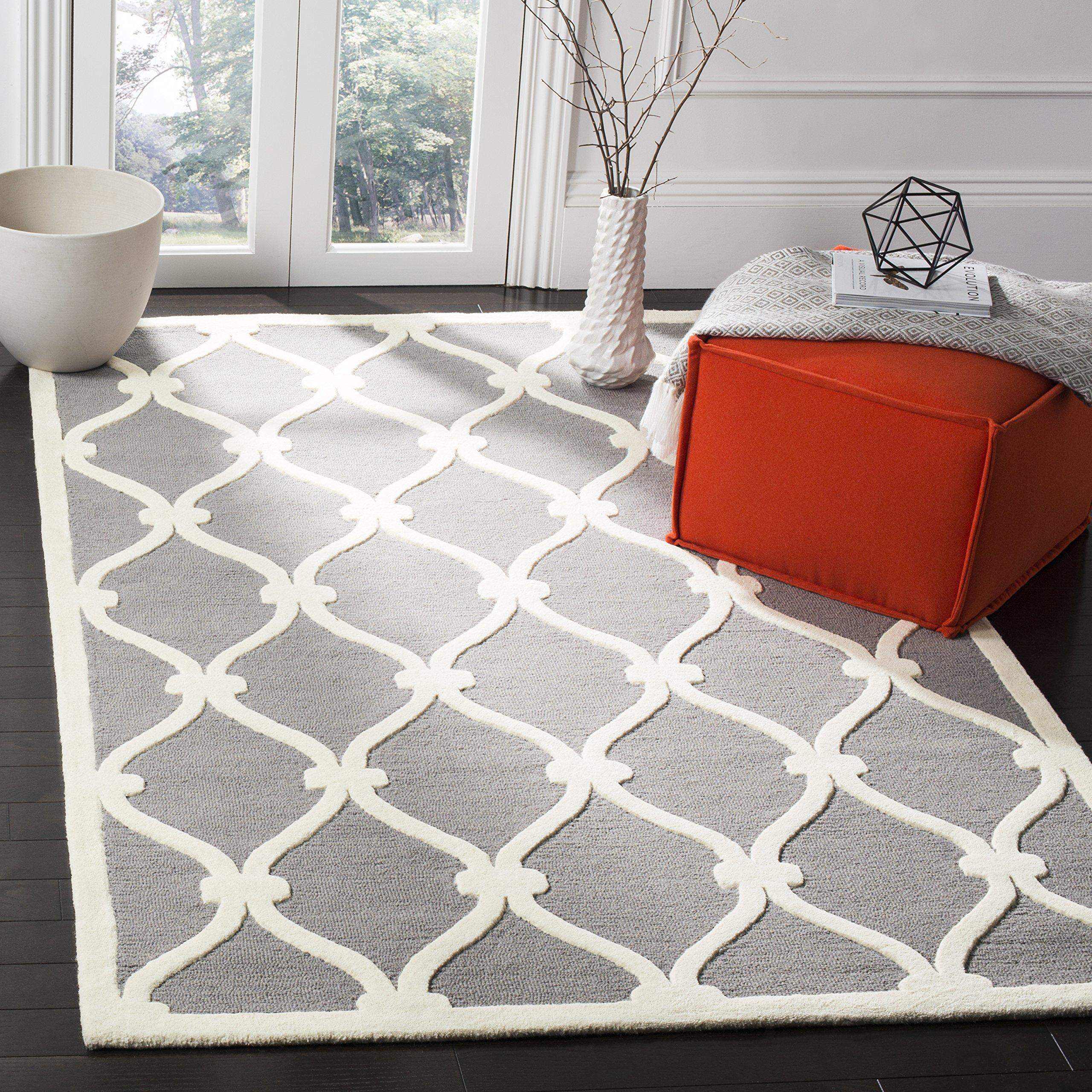 Safavieh SAFAVIEH Cambridge Collection 6\' Square Dark Grey/Ivory CAM710D Handmade Moroccan Premium Wool Area Rug