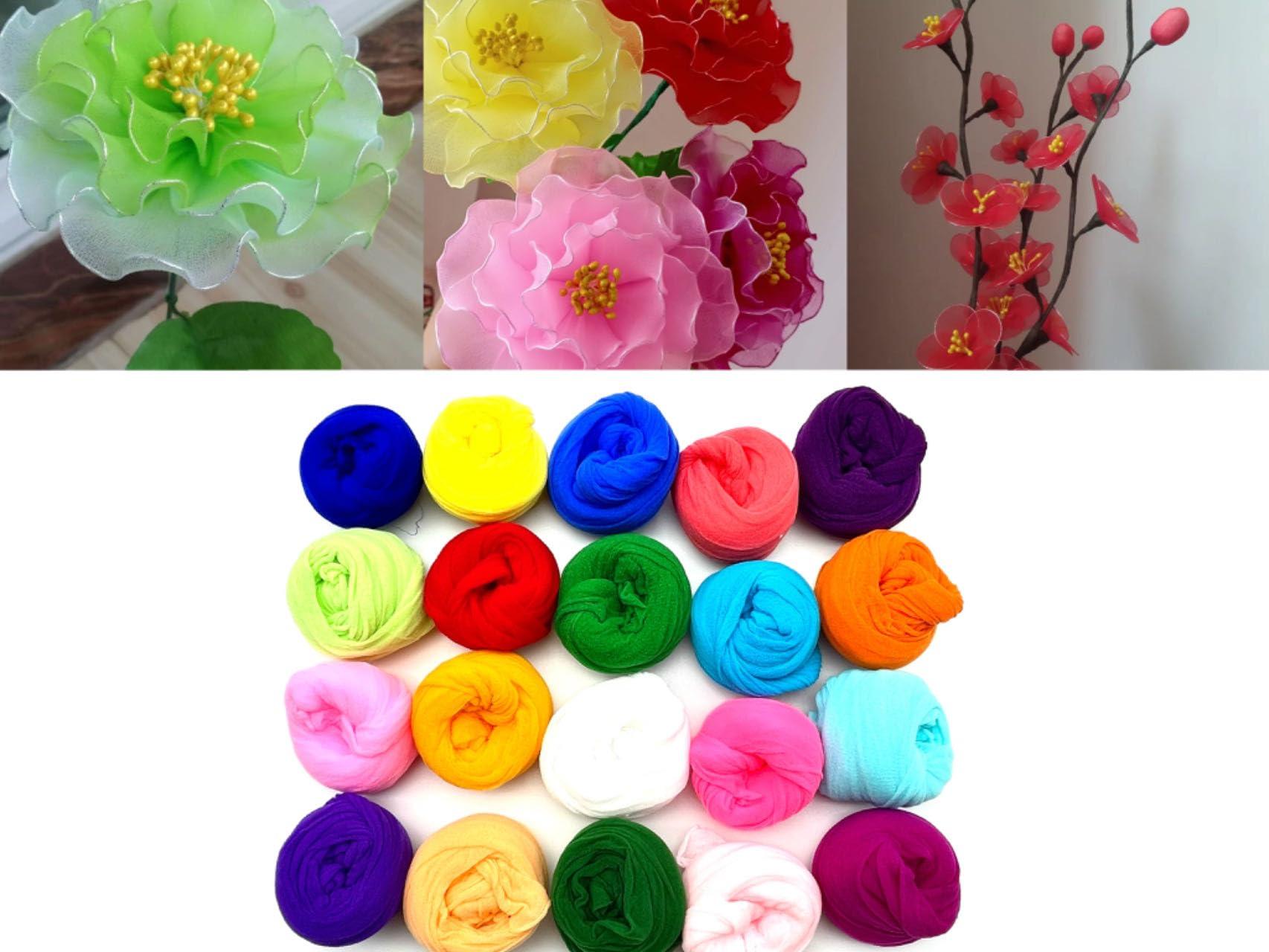 Lmlliang Lmlliang10PC Nylon Stockings Flower 23\" Inch(59cm),Mesh Flower for DIY Flower Making(Vivid Greeen)