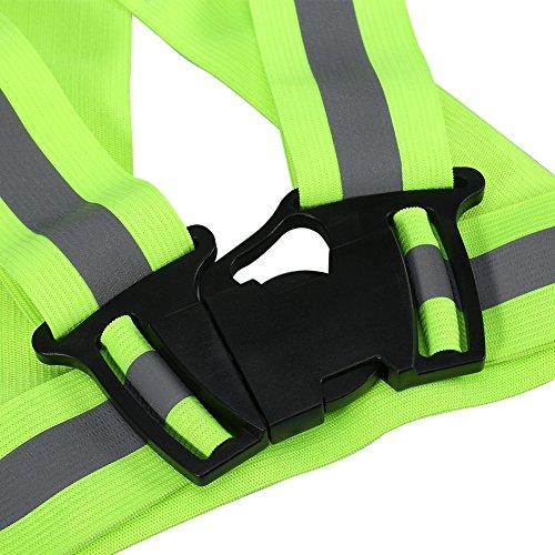 Qiilu Reflective Vest, Qiilu Reflective Vest Adjustable Elastic Safety Vest Strap for Running Cycling Jogging(Green)