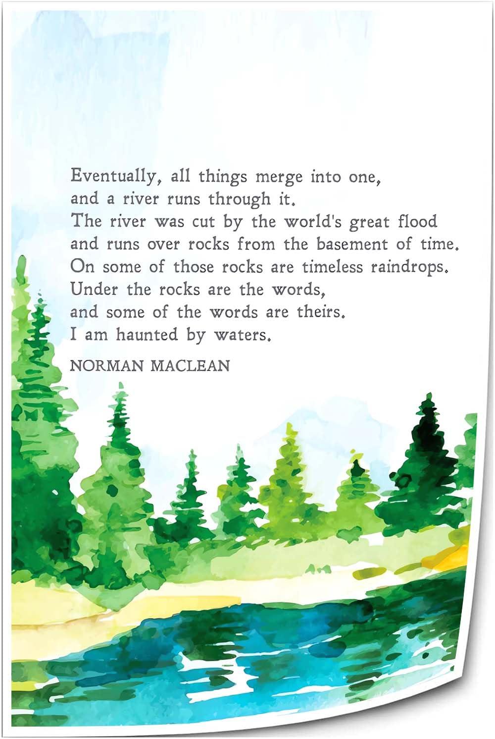 Ghfarez Ghfarez A River Runs Through It Fishing Quote Wall Art Poem Poster Kitchen Decoration Hanging Canvas Artwork Dining Room Pictures Wall Decorative (8.00\'\'x12.00\'\',Unframed)