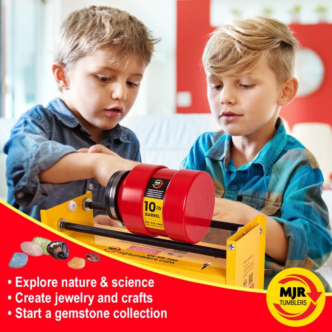 MJR Tumblers MJR Tumblers Commercial Duty 10lb Rock Tumbler. Capable of Running 4 Different Barrel Sizes & Combinations. Unmatched Quality, Durability & Versatility. MJR is a USA Disabled & Veteran Owned Company.