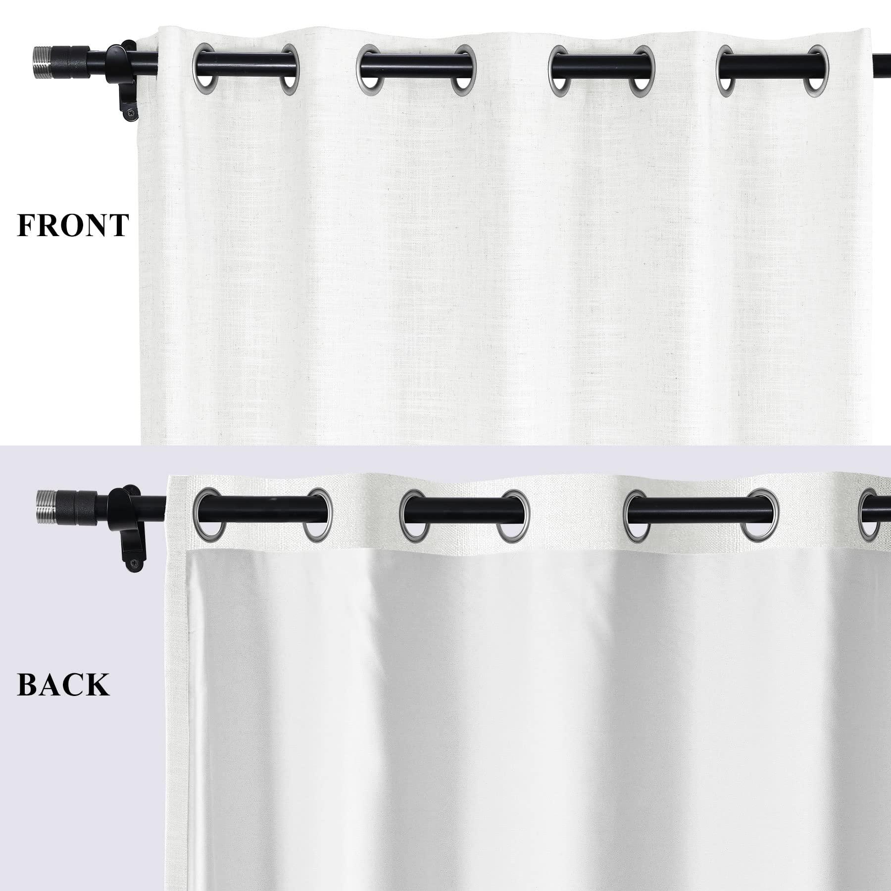 Fcosie Fcosie Extra Wide Blackout Curtain Panels 120 Inches Wide Flax Linen Curtains Grommet Room Darkening Drapes for Sliding Door Patio Door Indoor Outdoor - 1 Panel (120" Wx 96" L, Cream White)