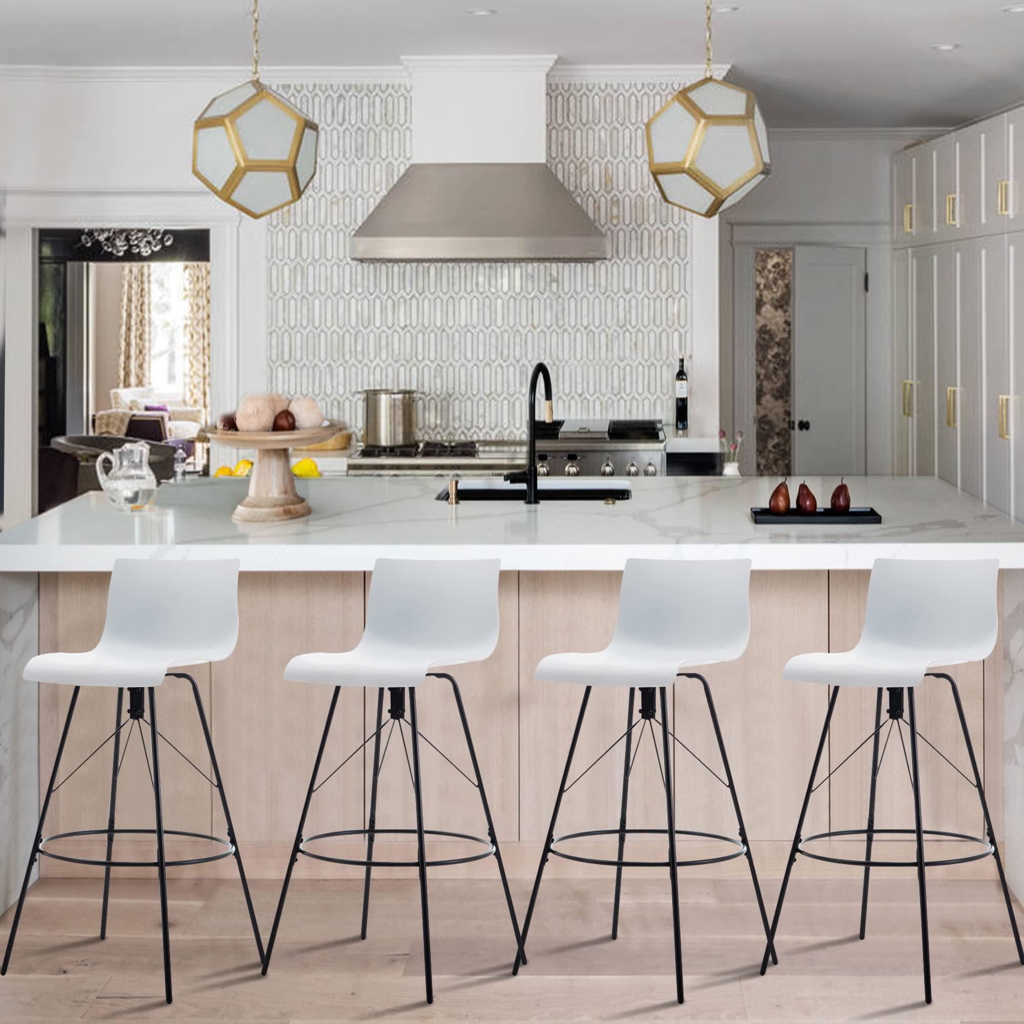 Changjie Furniture Changjie Furniture Swivel Bar Stools Set of 4 Counter Height Stools Modern Side Chairs Pub Chairs for Kitchen 26 inch, White