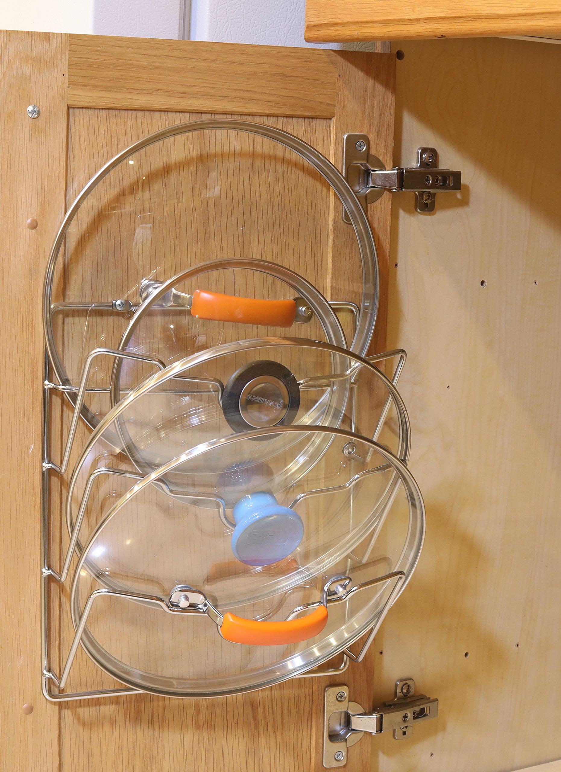 Simple Houseware Simple Houseware Cabinet Door/Wall Mount Pot Lid Organizer Rack, 2 Pack (9.5\" W x 4.5\" D x 11.5H each), Chrome