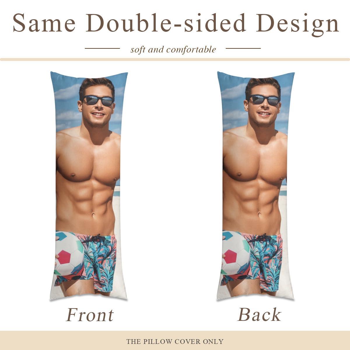 TUSANEII Custom Pillow Case Customized Pillow with Picture Long Body Pillowcase Personalized Throw Pillow Cover, Valentines Anniversary Love Keepsake Gifts Two-Sides Design, Black 54\"x20\"