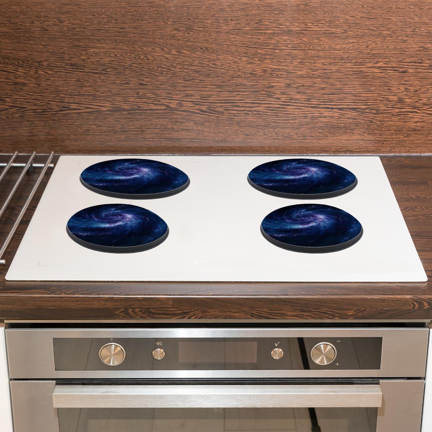 Muatfoan Space Set of 4 Stove Burner Covers - Premium Round Electric Stove Range Protectors,8 IN & 10 IN