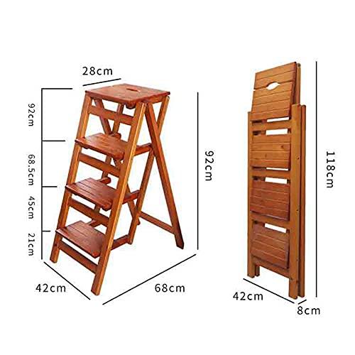 GFHQDPSC Wooden Folding Stepladder Wood Folding Step Stool for Adults & Kitchen Ladders Small Foot Stools Portable Shoe Bench/Flower Rack Durable (Wood Color1 3 Steps)