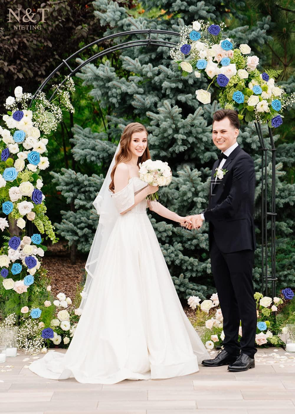 N&T NIETING N&T NIETING Rose Artificial Flowers 25pcs Fake Flowers Rose Perfect and 50pcs Foam Roses White