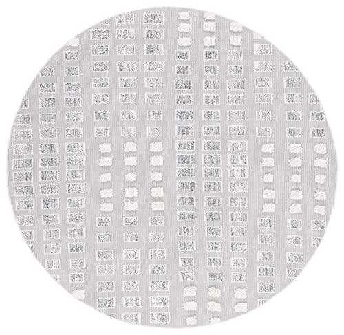 Safavieh SAFAVIEH Trends Collection Area Rug - 6'7" Round, Grey & Ivory, Modern Textured Design, Non-Shedding & Easy Care, Ideal for High Traffic Areas in Living Room, Bedroom (TRD122F)