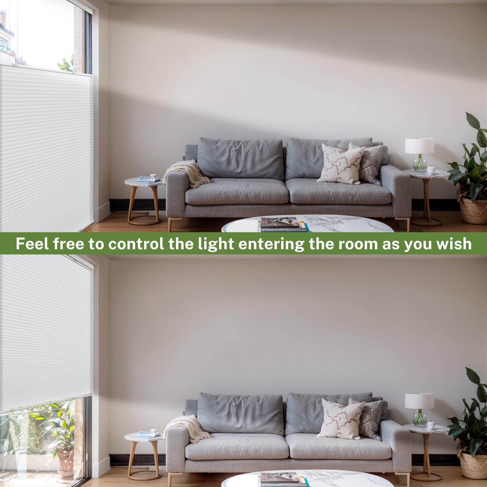 MiLin MiLin Top Down Bottom Up Cellular Blinds for Windows Cordless Cellular Shades Honeycomb Design Blinds & Shades Room Darkening Shades for Home, Bathroom, Office (Light Filtering - Gray, 88" W x 60" H)