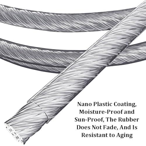 WIGING Stainless Steel Wire Rope, Garden Climbing Plants Suspension Wire Rope with 5 Clamps, 2 Snaps, 1 Wrench for Outdoor Craft Curtains Fence(4m/13.12ft)