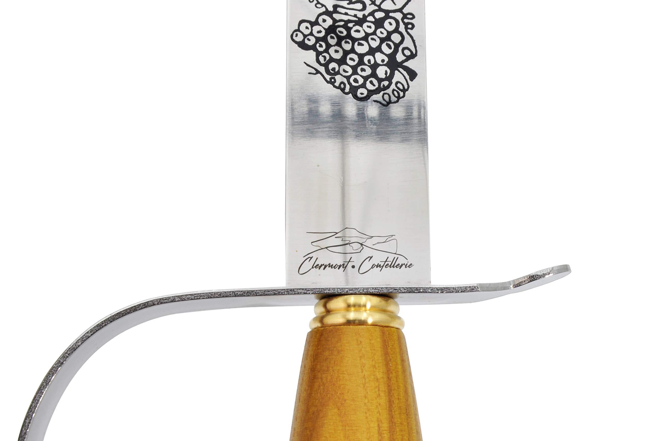 Clermont Coutellerie Laguiole Stainless Steel Champagne Saber/Champagne Sword With Oakwood Handle And Stand, Made in France by Clermont Coutellerie