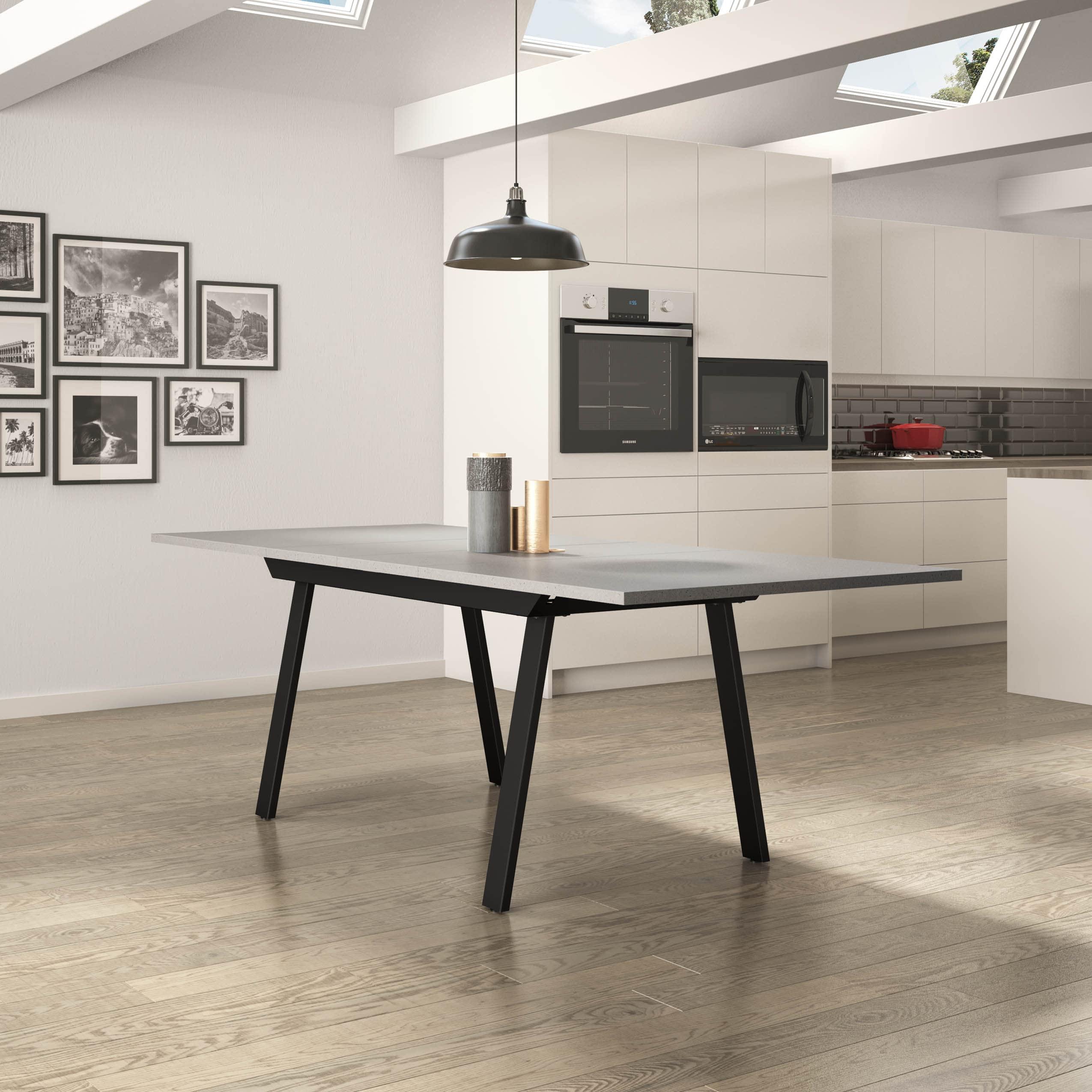 Amisco Amisco Reaves Extendable Dining Table - Concrete TFL/Black Metal