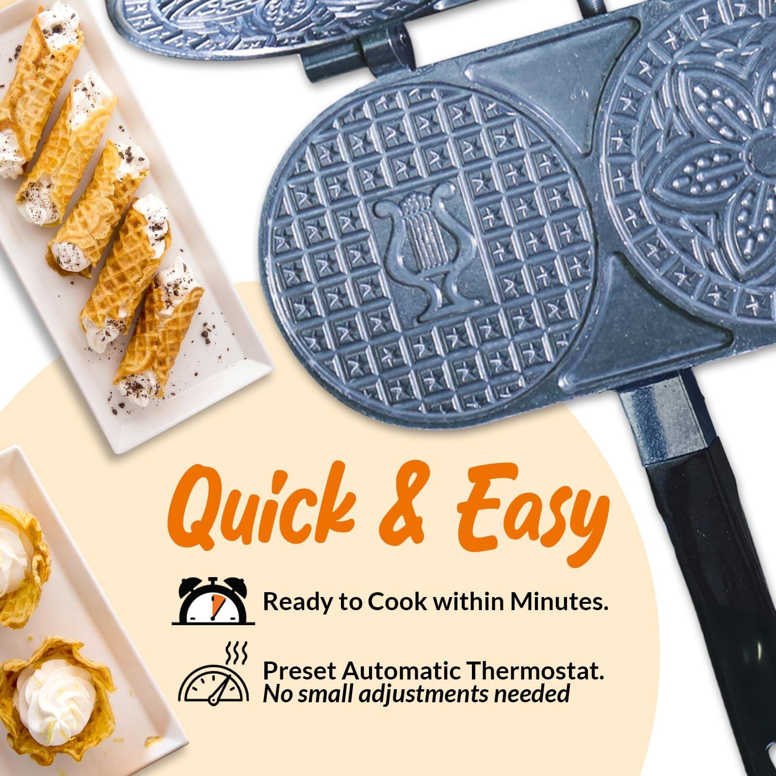 C. Palmer Manufacturing C. Palmer Extra Thin Pizzelle Iron, Model 7500, Electric Pizelle Maker, Made in America