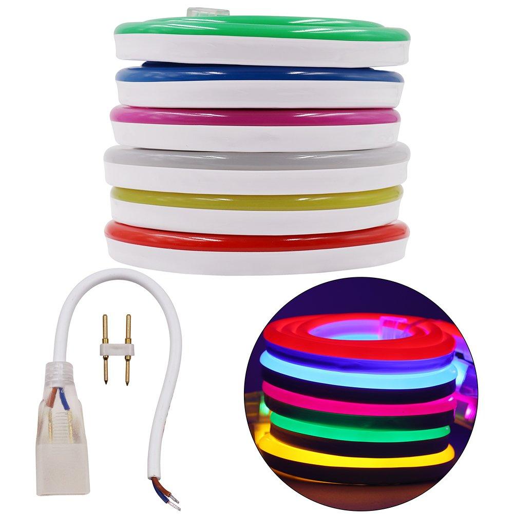 XUNATA XUNATA 6.6ft LED Neon Rope Light, Waterproof Yellow Tube DC 12V 240 LEDs SMD 2835 Flexible LED Strip Lights for Garden Patio Party Christmas Thanksgiving Outdoor Decoration (Warm White)