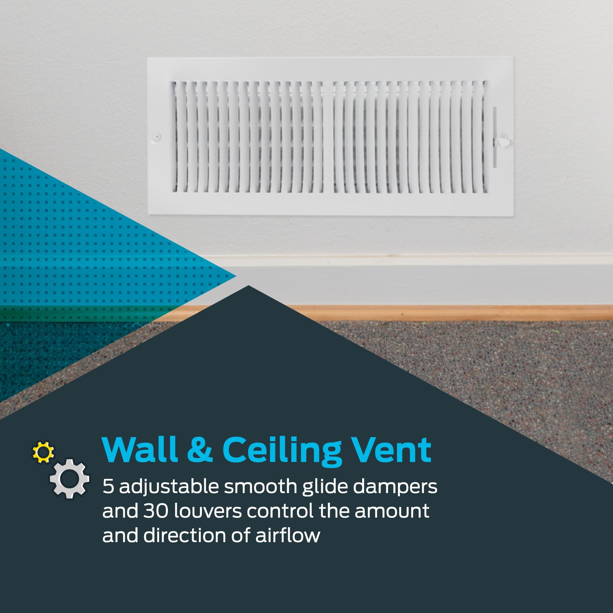 EZ-FLO EZ-FLO 16 x 6 Inch (Duct Opening) Air Vent Cover for Wall or Ceiling, Two-Way Ventilation Register, Solid Steel HVAC Register Cover, White, 61663